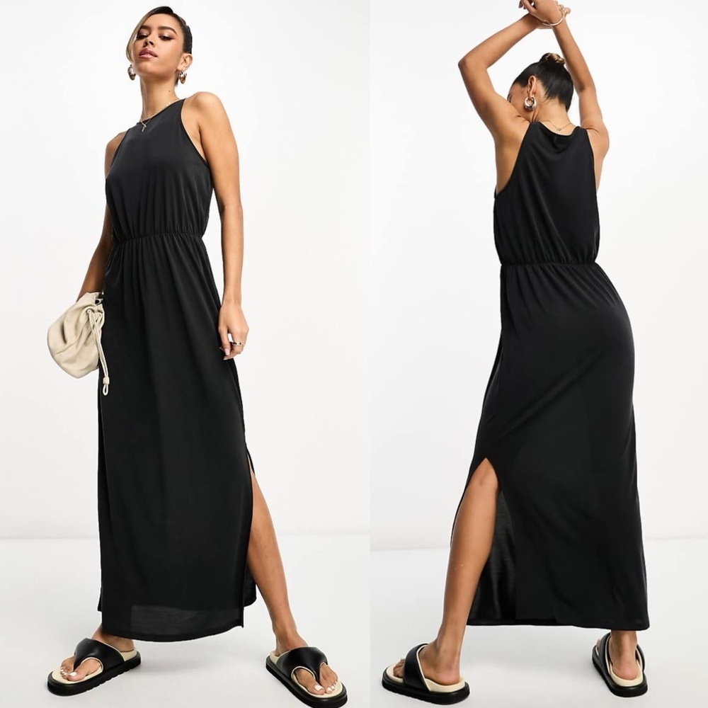VILA Slinky Maxi Dress Racer neck Sleeveless Black - Womens size XL